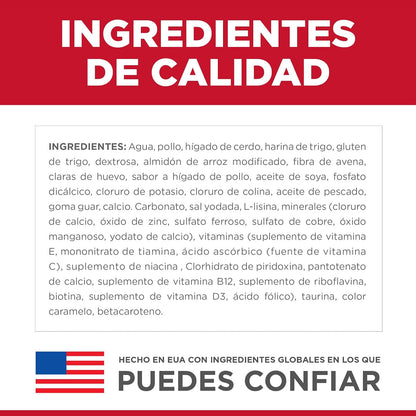 Hill's Science Diet Alimento Húmedo para Gato Adulto Pollo 24 Pack 79G | Alimento húmedo Hill's para gato, pollo real, digestión saludable, sistema inmunológico fuerte, omega-6 y vitamina E