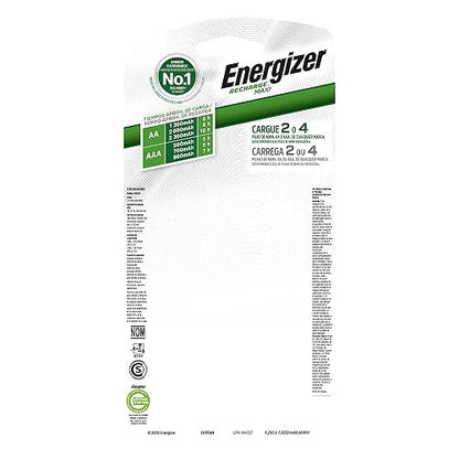 Energizer CHVCM3-US Pilas Recargables, Capacidad 4 Pilas | Compatible con pilas recargables NiMH, apagado automático para una carga segura.