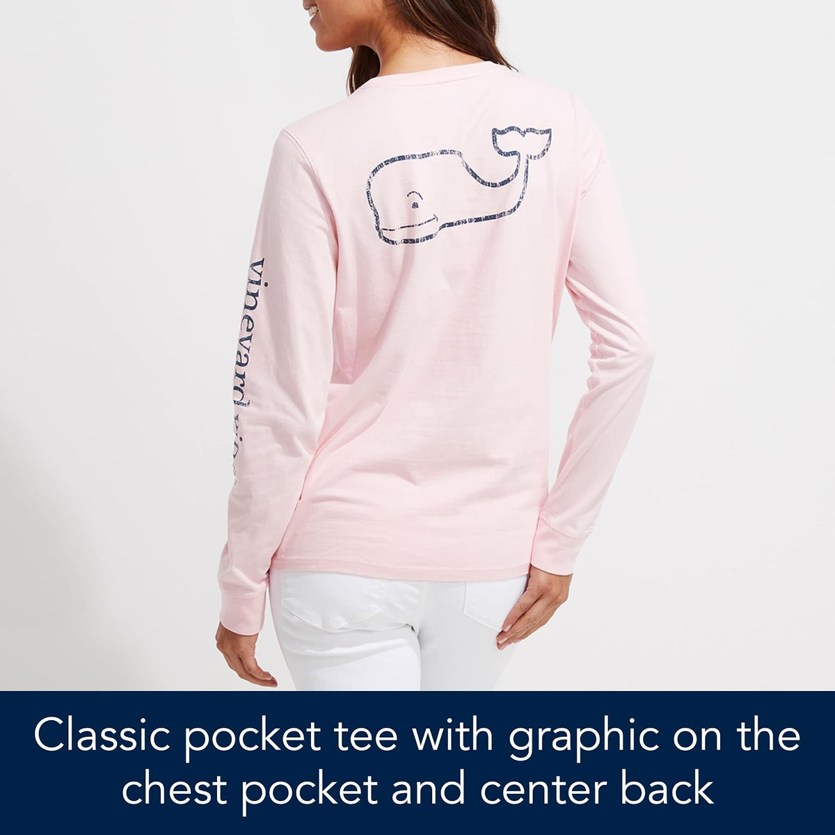 Vineyard Vines Long Sleeve Vintage Whale Pocket T-Shirt Camiseta Mujer
