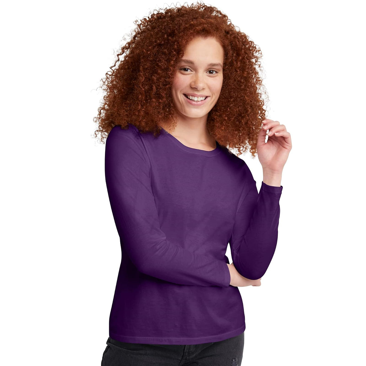 Hanes Playera de Manga Larga Camisa para Mujer