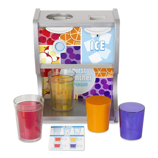 Melissa & Doug Dispensador de Bebidas Refrescantes, Juguete de Madera, Juego Imaginativo (12 Piezas)
