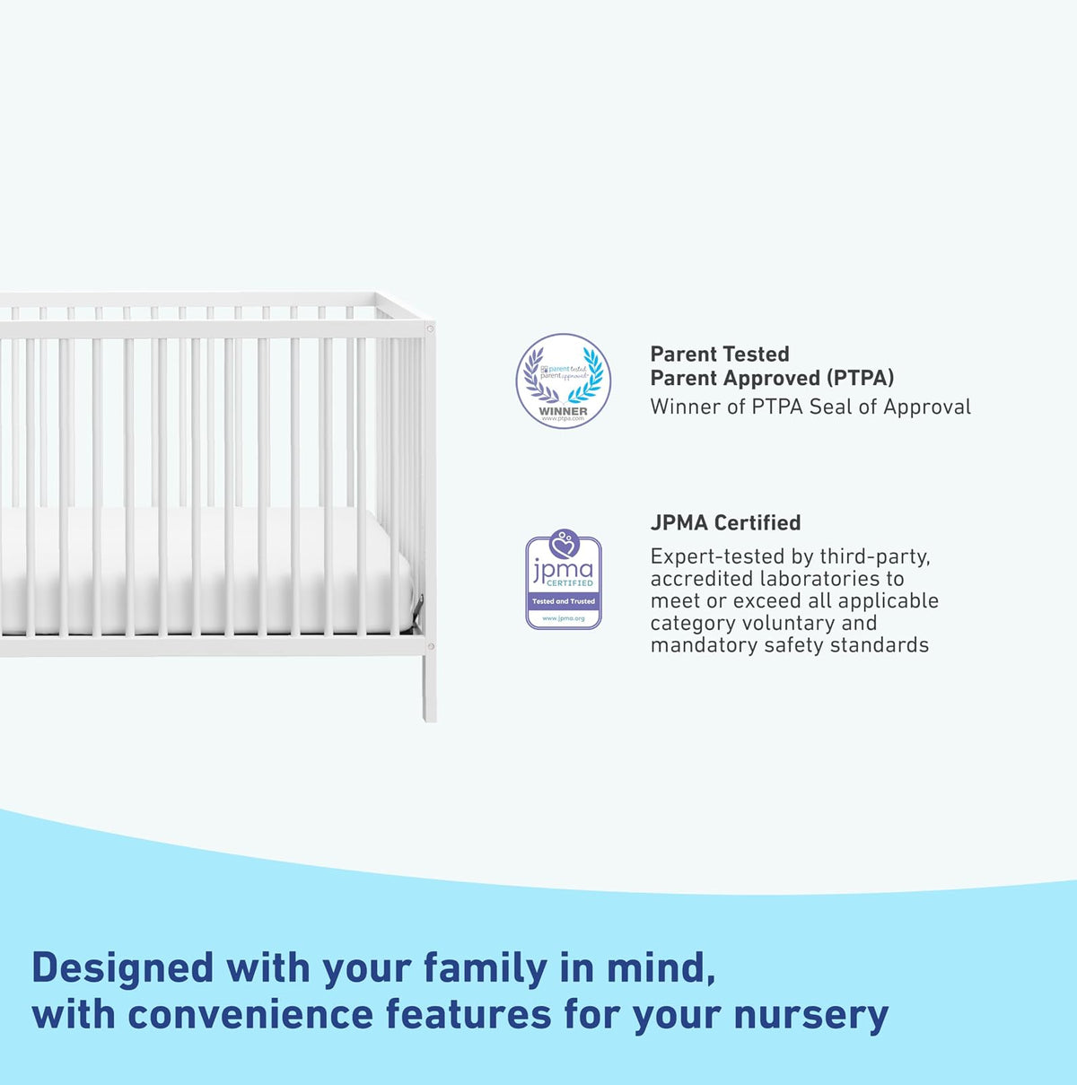 Graco Teddi Cuna Convertible 5 en 1 (Blanco) - Certificación GREENGUARD Gold, se Convierte en sofá Cama, Cama para niños pequeños y Cama Individual con cabecera y piecera, Altura de colchón Ajustable
