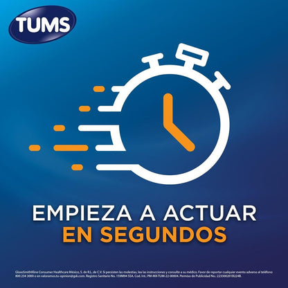 TUMS Antiácido con Carbonato De Calcio 750mg, para Acidez Estomacal, Sabores Surtidos, 2 pack 45 Pastillas Masticables cada