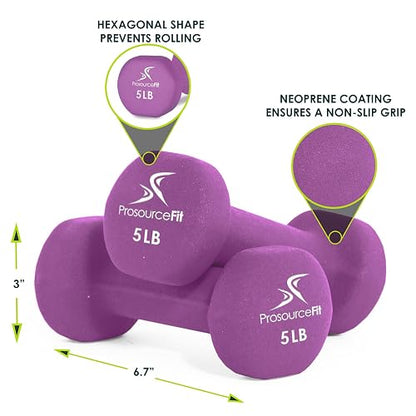 ProsourceFit Set of 2 Neoprene Dumbbell Coated for Non-Slip Grip, 1 lb-12 lb