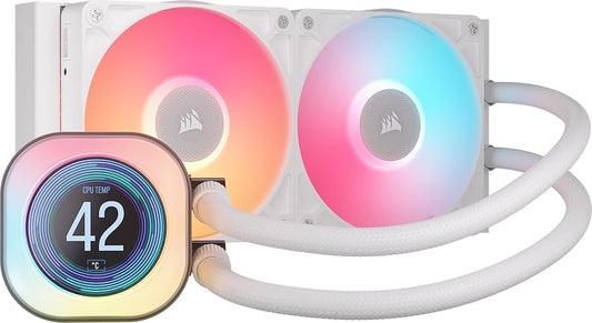 Corsair iCUE Link Titan 240 RX LCD Refrigeración Líquida de CPU – Motor de Refrigeración FlowDrive – Intel LGA 1851/1700, AMD AM5/AM4 – 2X RX120 RGB Ventiladores – iCUE Link Hub Incluido – Blanco
