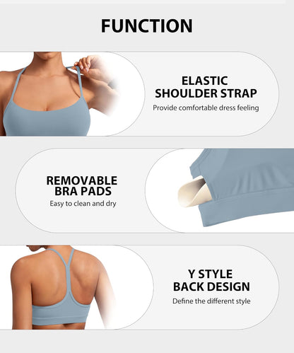 MIRITY Brasier Deportivo Acolchado con Espalda en Y para Mujer, Espalda Cruzada y Tirantes Delgados de bajo Impacto para Yoga y Entrenamiento