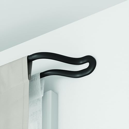 Umbra Midnight Cortinero Doble Ajustable para Cortinas Blackout y Oscurecer Habitación, 107-305 cm, Incluye Accesorios de Instalación, Negro