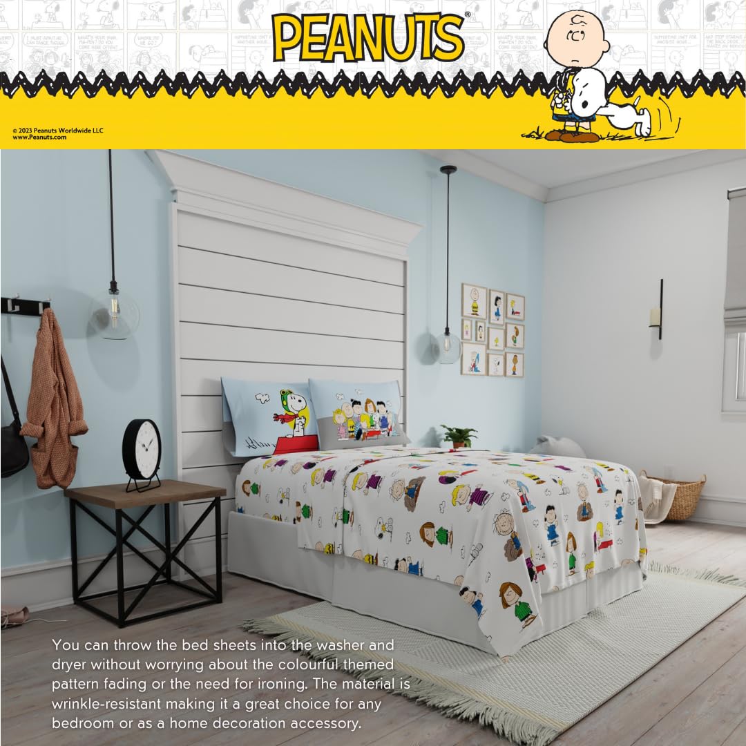 Franco Collectibles Peanuts Snoopy Bedding Juego de sábanas de Microfibra súper Suave y acogedora, de 4 Piezas, (Producto con Licencia Oficial)