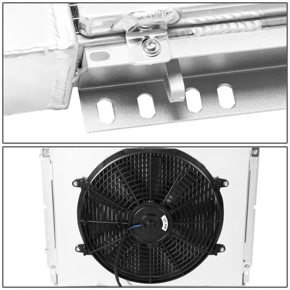 DNA Motoring Radiador de Aluminio de 3 Filas con Cubierta de Ventilador Compatible con Ford Mustang V8 1969-1970, Maverick Comet 1971-1973, RA+FS-FM69V8-3