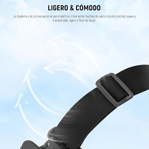 NEEWER Arnés Pecho Montaje Teléfono Correa Cabeza, Kit Accesorios Liberación Rápida Videollamadas Grabación Filmación, Compatible con iPhone GoPro Hero Insta360 dji AKASO Action Camera, GP-74