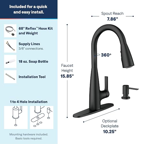 Moen 87627BL Mezcladora Cocina Haelyn 1H Negro