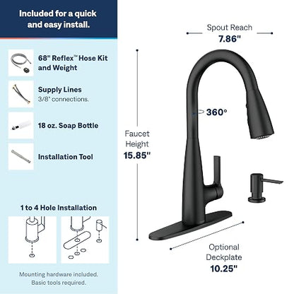 Moen 87627BL Mezcladora Cocina Haelyn 1H Negro