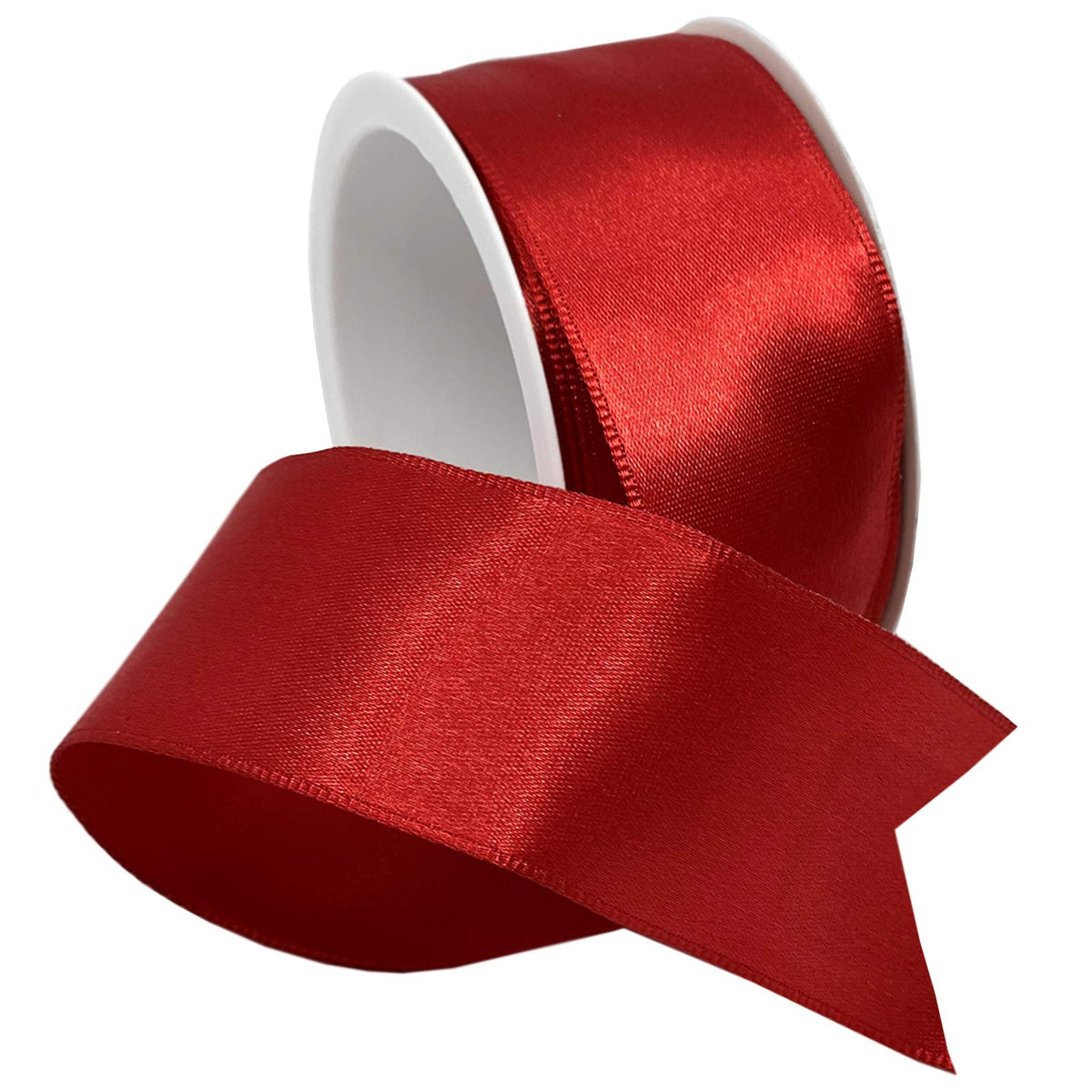 Morex Cinta de satén con alambre, envoltura de regalo, decoración de Navidad y boda, cintas de seda para manualidades y arreglos florales, 1-1/2 pulgadas por 3 yardas, rojo