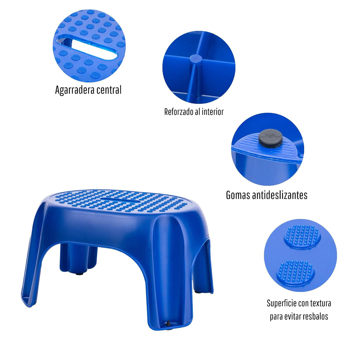 J Y Joy Taburetes de Plástico Portátil, Paquete de 2, Banco de Casa Ideal para Cocina y Baño. Peldaño para Alcanzar el Lavabo, Antiderrapante, Color Azul (38 x 30 x 23 cm)