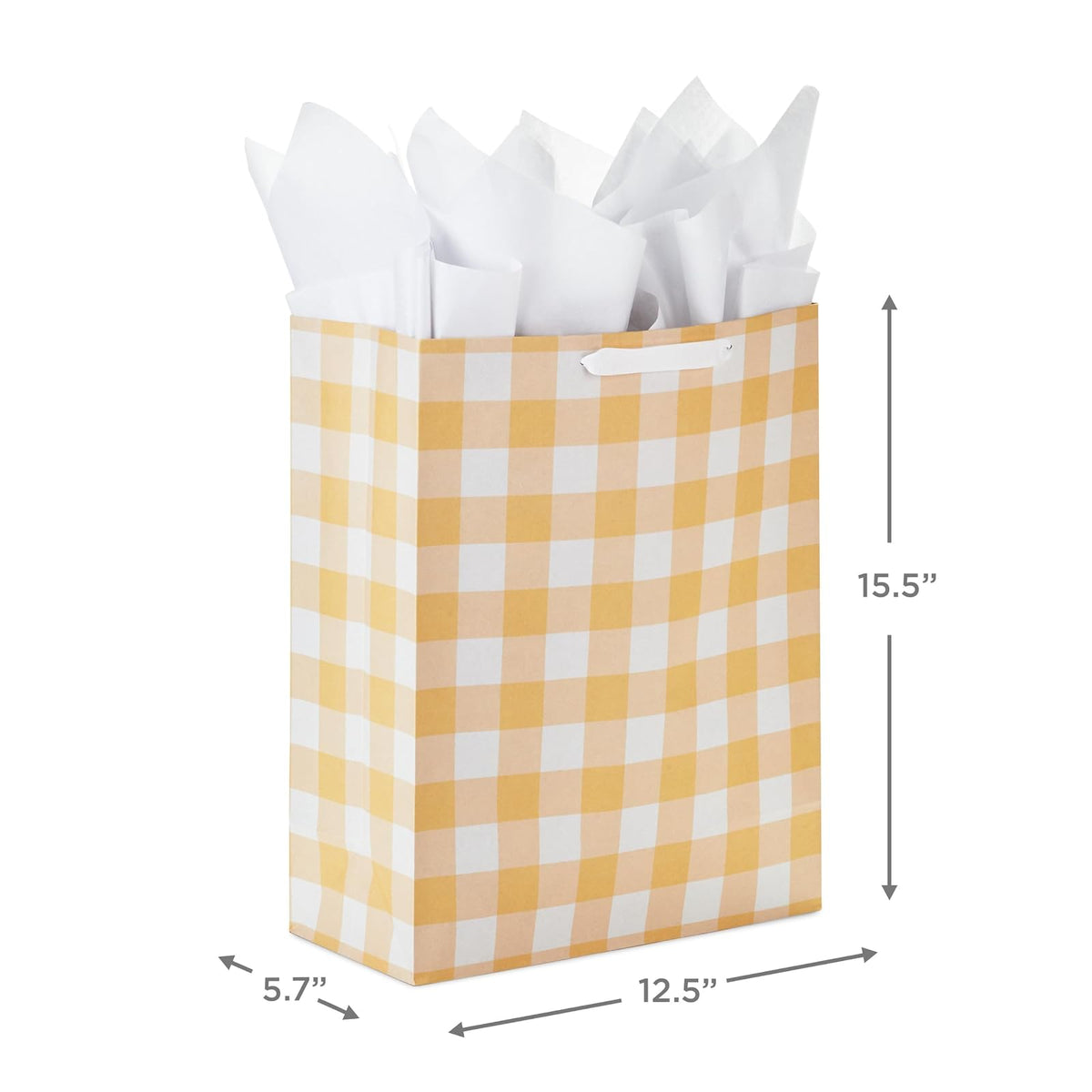 Hallmark Bolsas de regalo extra grandes de 15 pulgadas con papel de seda (2 bolsas: animales de bebé, cuadros amarillos) para baby shower, primer cumpleaños, fiestas de revelación de género