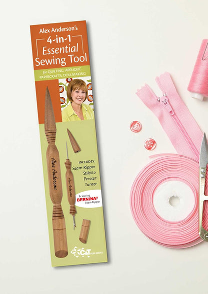 Alex Anderson 's 4 en 1 Herramienta de Costura Esencial: Incluye desgarrador de Costura, Stiletto, prensatelas y Turner (20109)