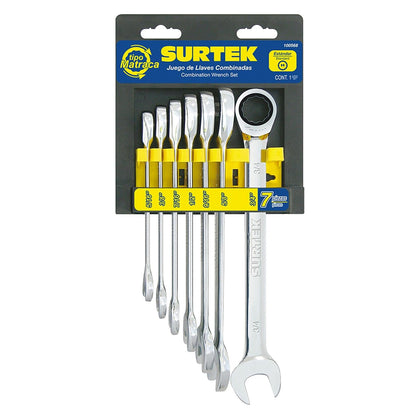 Surtek 100548 Llave Combinada Matraca 1" Cromo-Vanadio - Multiple sizes (7-piece set)