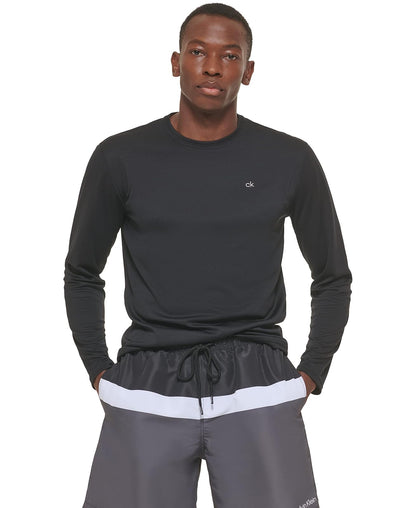 Calvin Klein Peso Ligero de Secado rápido Manga Larga 40+ protección UPF Camisa de protección de Sarpullido para Hombre