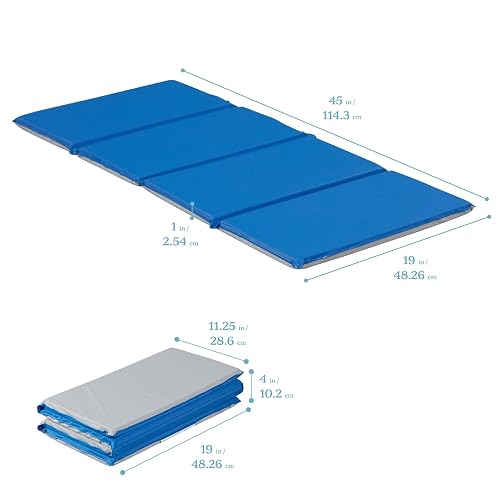 ECR4Kids Value 4-Fold Daycare Rest Mat, Blue and Grey (1" Thick)