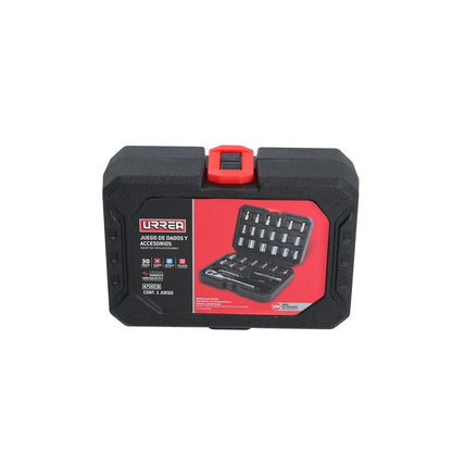 Urrea Herramientas 4700CB Urrea Juego de dados y accesorios 1/4" de 30 piezas en estuche plástico, color, pack of/paquete de 30