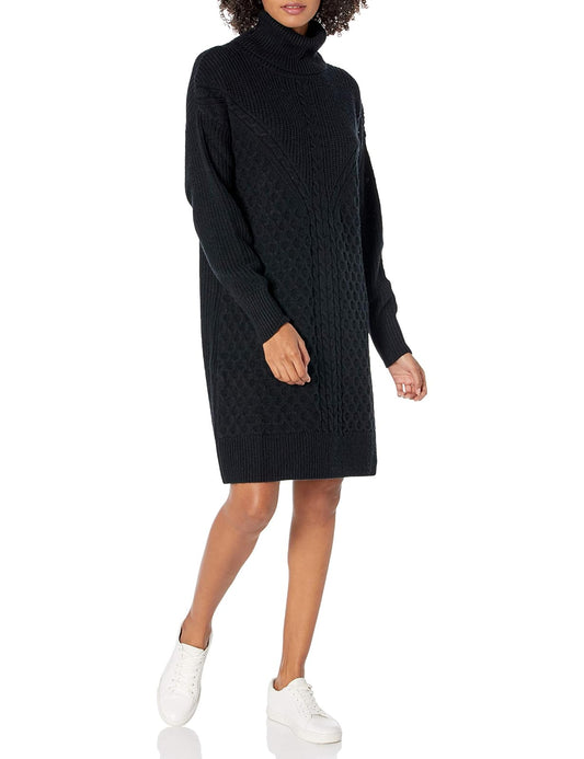 The Drop Rosalie Minivestido Para Mujer, de Punto Trenzado en Punto Trenzado, Negro, XXCH