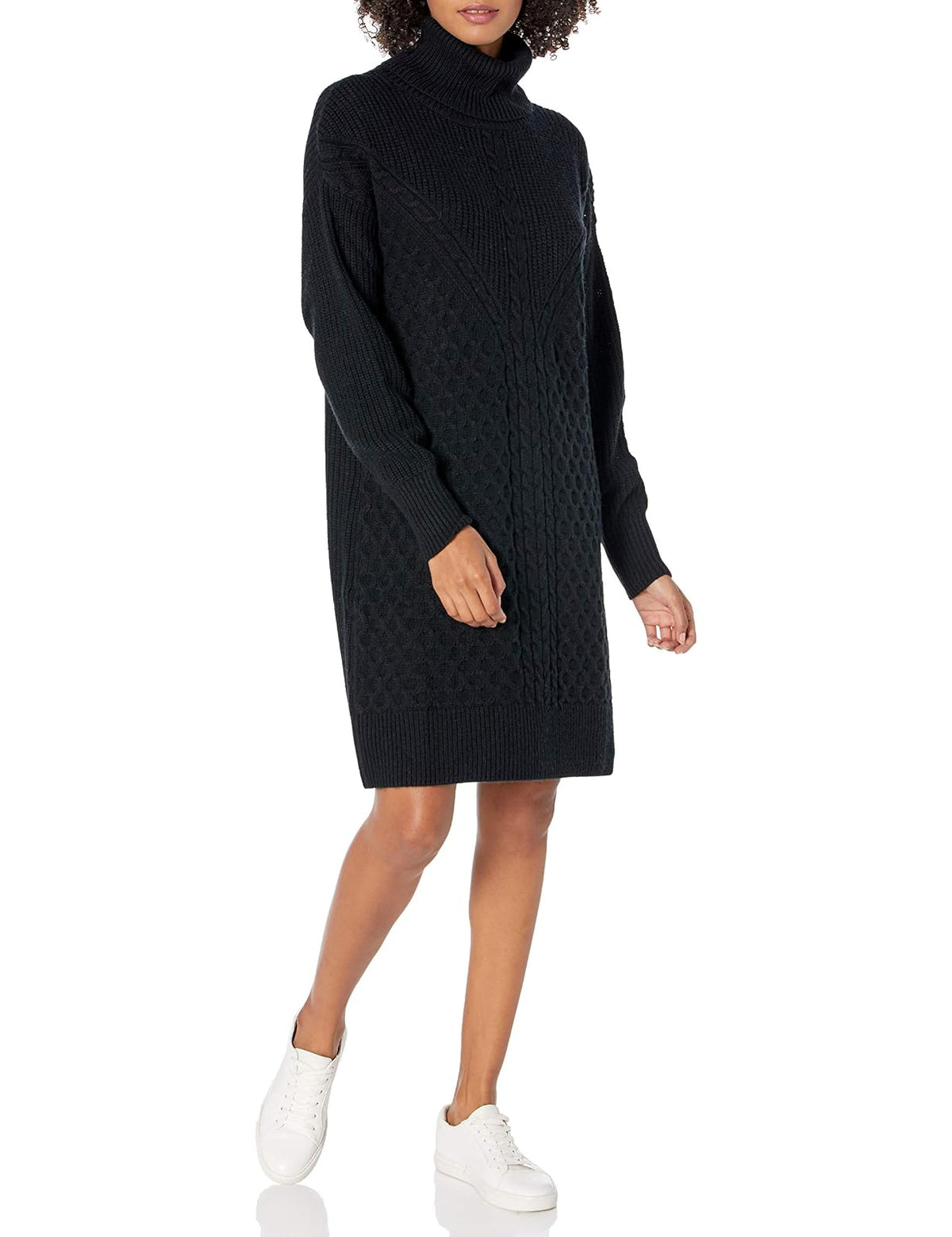 The Drop Rosalie Minivestido Para Mujer, de Punto Trenzado en Punto Trenzado, Negro, XG