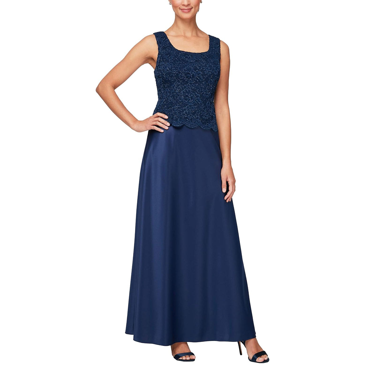 Alex Evenings Vestido Largo con Falda de satén para Mujer
