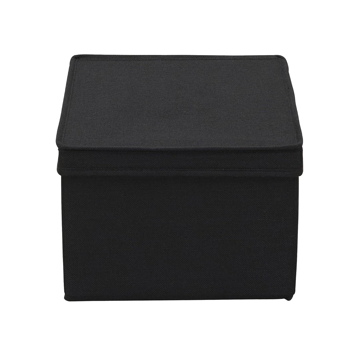Household Essentials - Caja de almacenamiento grande de tela con tapa, color negro, juego de 2