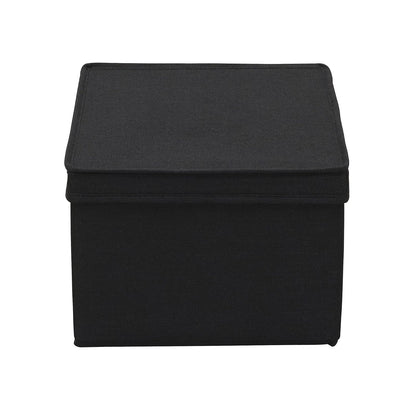Household Essentials - Caja de almacenamiento grande de tela con tapa, color negro, juego de 2