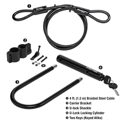 Master Lock Cerradura en U de 7.25 pulgadas con cable de extremo en bucle, negro