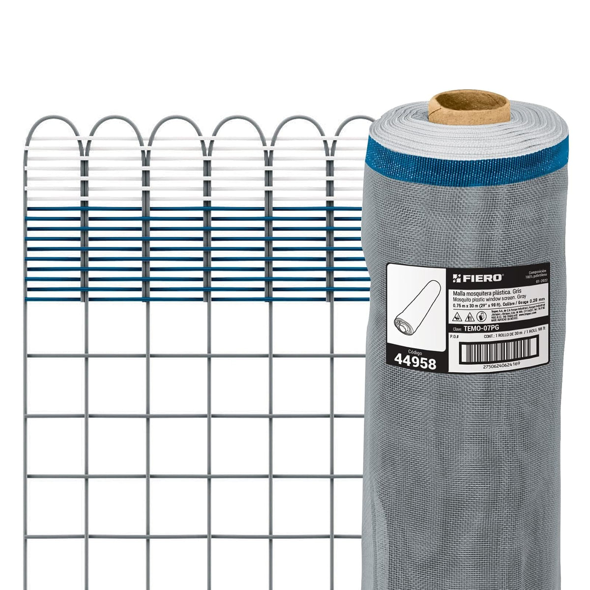 Fiero Malla Mosquitera Plástica Rollo 30 m - 0.75 m - Gris