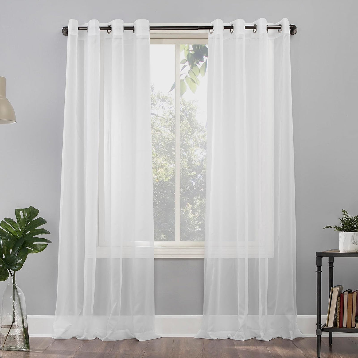 No. 918 Cortina Transparente de Voile con Ojales, Gris Antracita - 149.9An x 213.4Al cm (1 Paneles) - Blanco