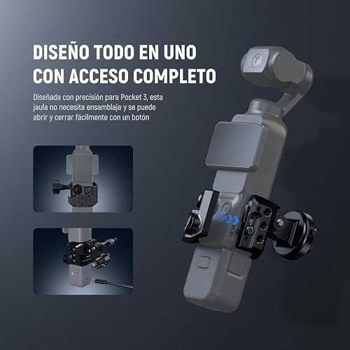 NEEWER Pocket 3 Cage compatible con DJI Osmo Pocket 3 y Creator Combo Accesorios, plataforma de extensión de grabación de video cardán con adaptador de cámara de acción, roscas de 1/4 pulgadas, zapato
