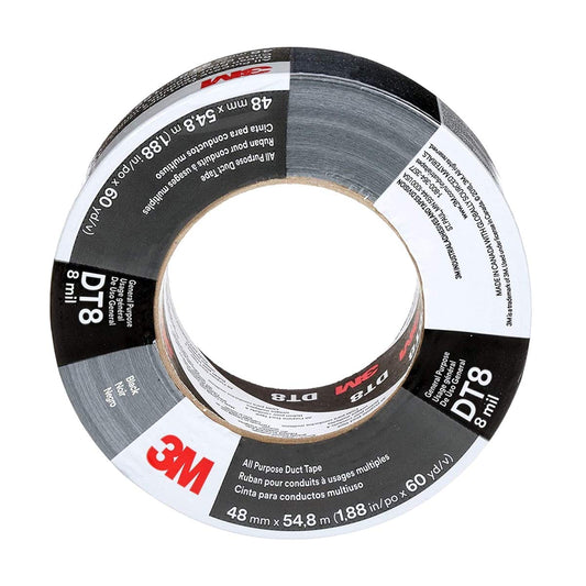 3M DT8 Cinta de conducto multiuso de fuerza industrial, negro, 4,8 cm x 60 yd x 8 mil de espesor, calcomanía de grado profesional, 1 paquete