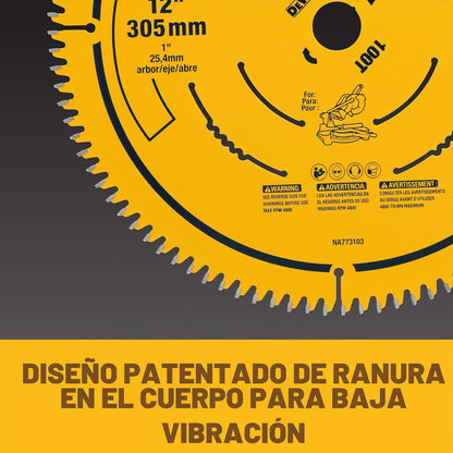 DEWALT Sierra Circular 12" (305mm), 100 Dientes, Madera, DWA112100 | Sierra Circular 12" (305mm), 100D, Herramientas, Acabado Ultra Fino en Madera