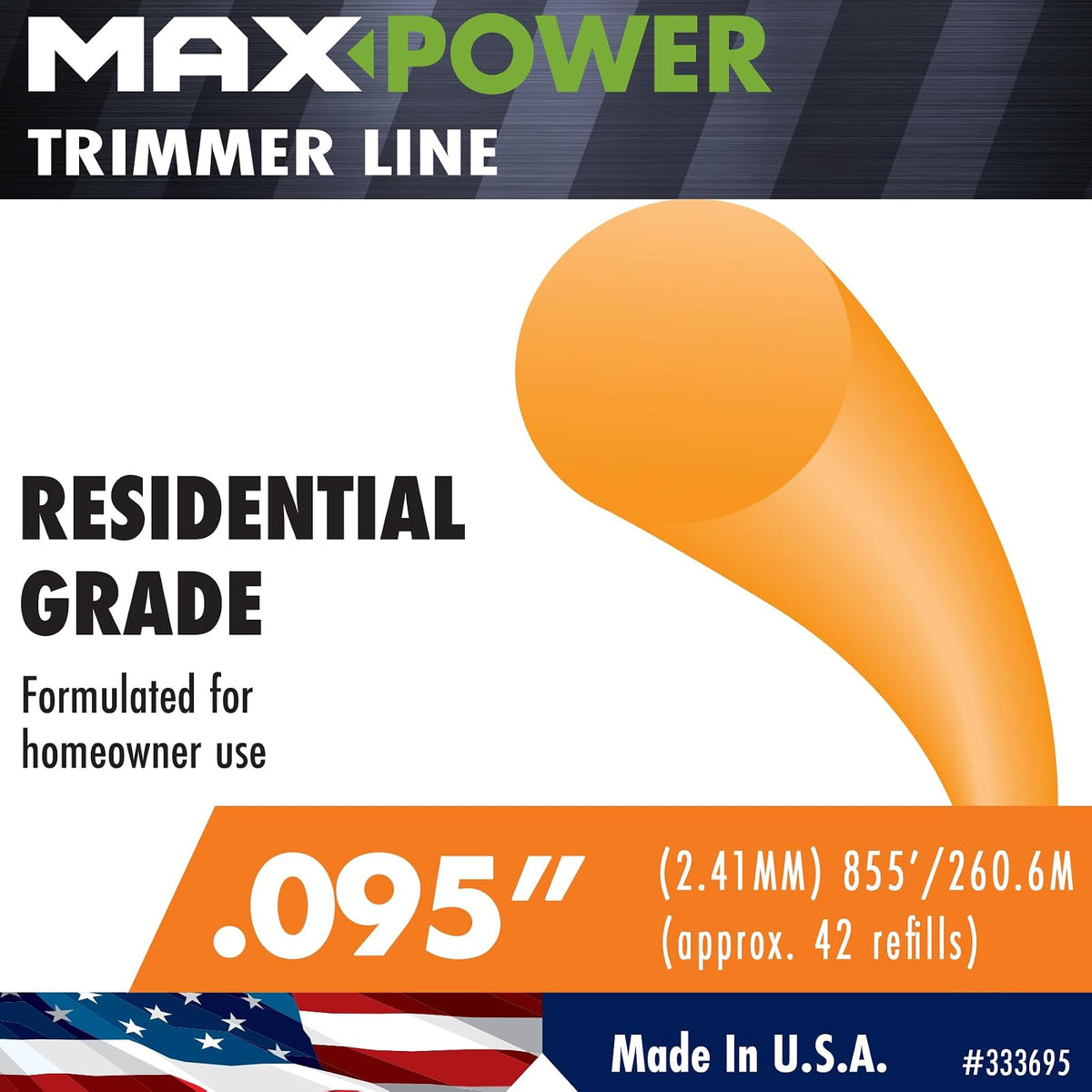 Maxpower 333695 Residential Grade Round .095-Inch Trimmer Line 855-Foot Length
