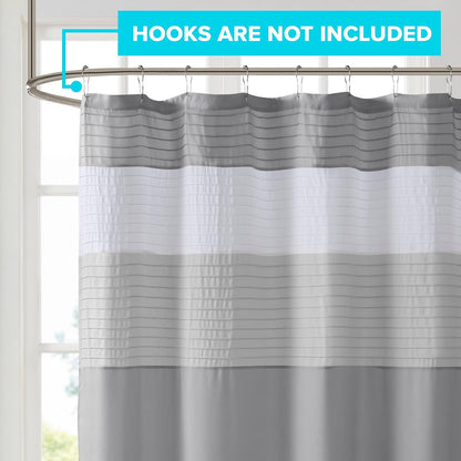 Comfort Spaces Windsor - Cortinas de baño de Tela de Microfibra Moderna y Elegante, diseño de Volantes, 72 x 72 Pulgadas, Color Gris