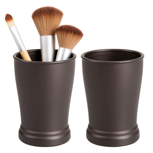 InterDesign iDesign - Juego de 2 Vasos de baño de plástico para encimera o Cambiador, Color Bronce