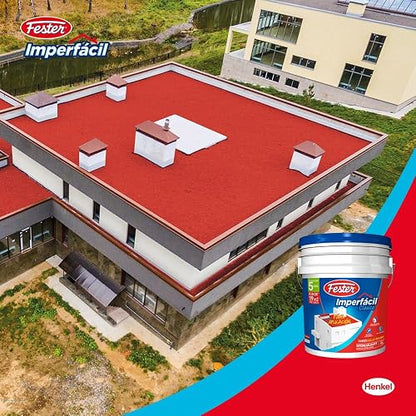 Fester Imperfácil Clasico, Impermeabilizante Acrílico con Base Agua, Durabilidad de 5 Años, Fácil de Aplicar, Color Rojo, 4 Litros