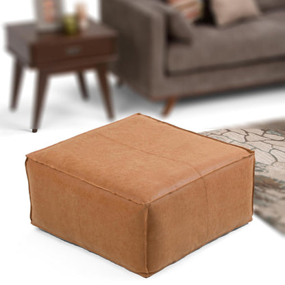 SIMPLIHOME Brody - Mesa de Centro Cuadrada Grande de 30 Pulgadas de Ancho, Color café Envejecido, otomana de Piel sintética Vegana, reposapiés o Asientos adicionales para Sala de Estar, montado