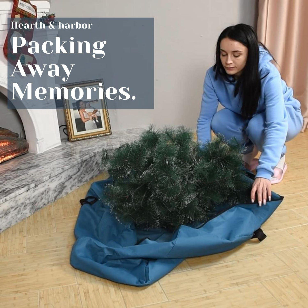 Christmas Tree Storage Bag - Fits Up To 7.5 ft Holiday Trees - Large Christmas Tree Storage Box Container Made from Durable Waterproof Fabric with Handles & Dual Zipper - by Hearth & Harbor