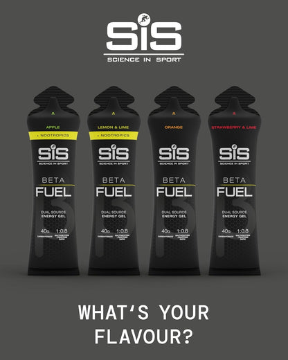 SIS Science in Sport Beta Fuel Gel sabor Naranja, Gel de Carbohidratos de Doble Fuente, 40g de Carbohidratos por Porción, Fácil de Digerir, 60ml (Pack de 6)