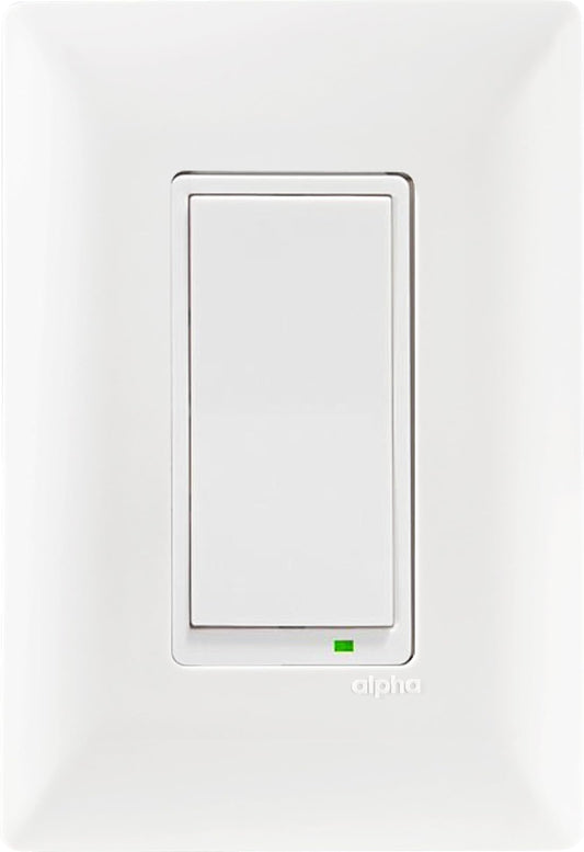 Domuslight E90382 Dimmer de Escalera Inalámbrico Z-Wave 3 Hilos (600W), con Placa Alpha Blanca Incluida