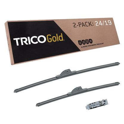 TRICO Gold Juego de 2 Plumas Limpiaparabrisas Super Premium - 24" + 19" Paquete de 2
