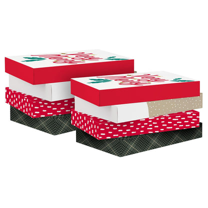 Hallmark - Cajas de camisa de Navidad para regalos (8 cajas de ropa de 16 pulgadas con tapas) rústica Papá Noel, a cuadros, muy feliz, rojo con manchas blancas