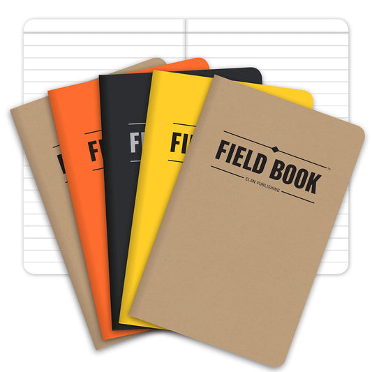 Elan Publishing Company, cuaderno de campo o diario de bolsillo, 3.5 x 5.5 pulgadas, combinación de kraft, negro, naranja, amarillo, libro de notas con forro, paquete de 5