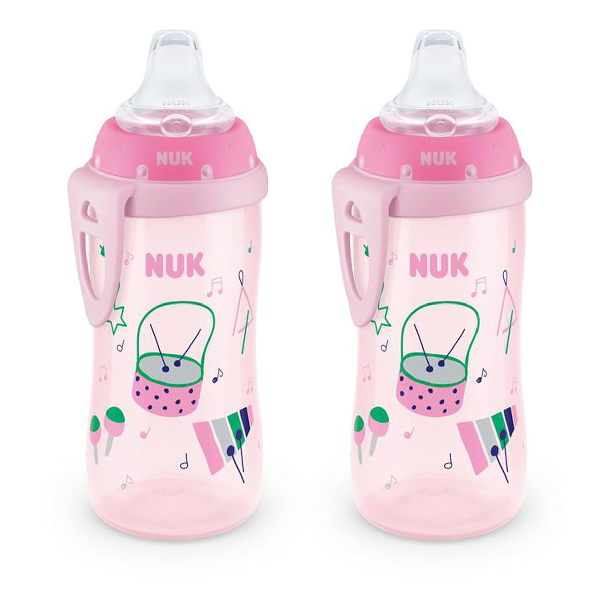 NUK Active Sippy Cup Vaso Entrenador 296 ml, Azul, 2 Piezas - 2 Paquete - Rosado