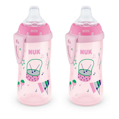 NUK Active Sippy Cup Vaso Entrenador 296 ml, Azul, 2 Piezas - 2 Paquete - Rosado