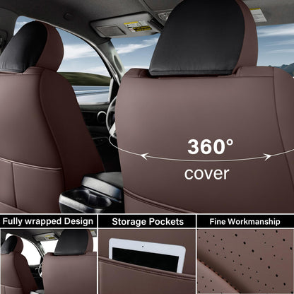Fundas de Asiento para Toyota Tacoma de Coverado, Juego Completo de Fundas de Asiento de Cuero para Automóvil a Medida 2005-2023 Toyota Tacoma Doble/Cabina de tripulación, Fundas de Asiento para Automóviles y
