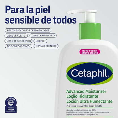 Cetaphil Loción Humectante Facial Corporal Textura Ligera Piel Mixta 473 ml | Hidrata hasta 48 h, restaura barrera cutánea en 1 semana, con niacinamida, pantenol, vitamina E y aceite de aguacate ligero.